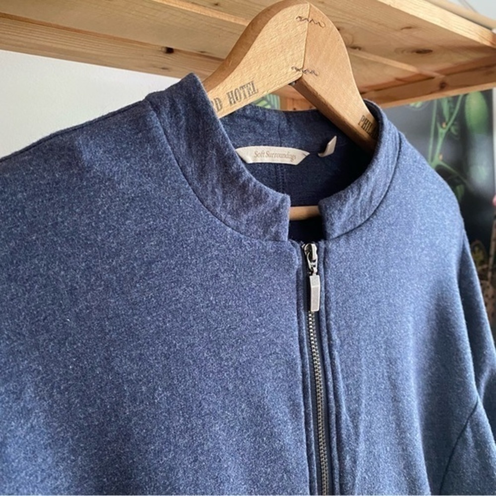 Soft Surroundings Navy Blue Kajal Full Zipper Sweatshirt Jacket Large - Picture 6 of 13